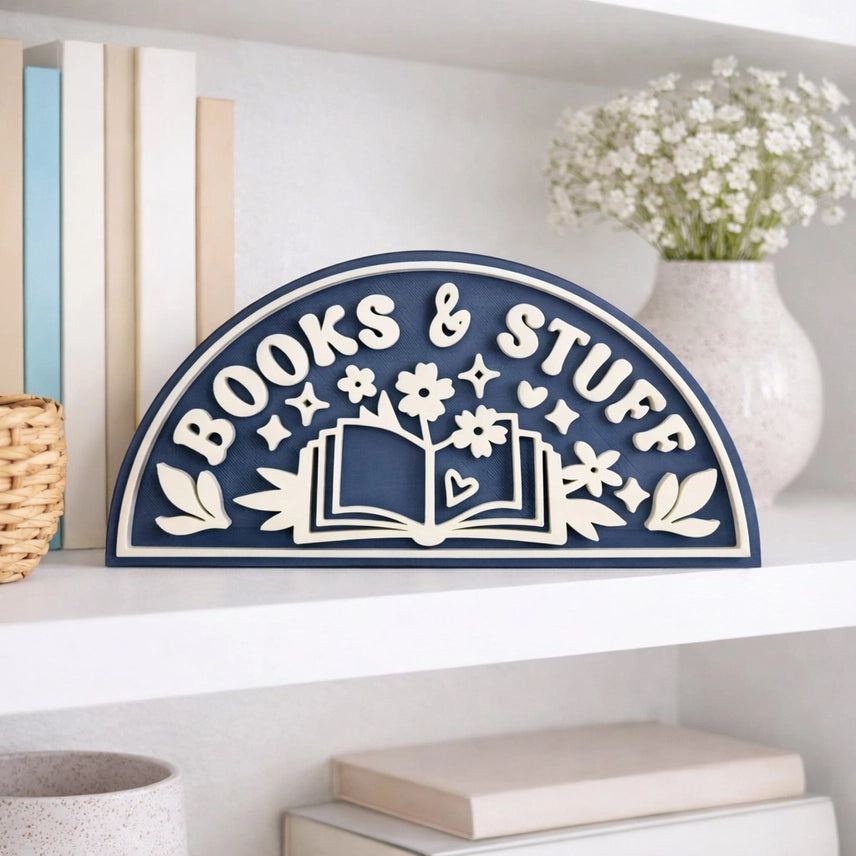 Books & Stuff Bookshelf Sign