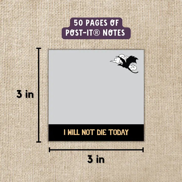 I Will Not Die Today Sticky Notes – Licensed Fourth Wing Stationery