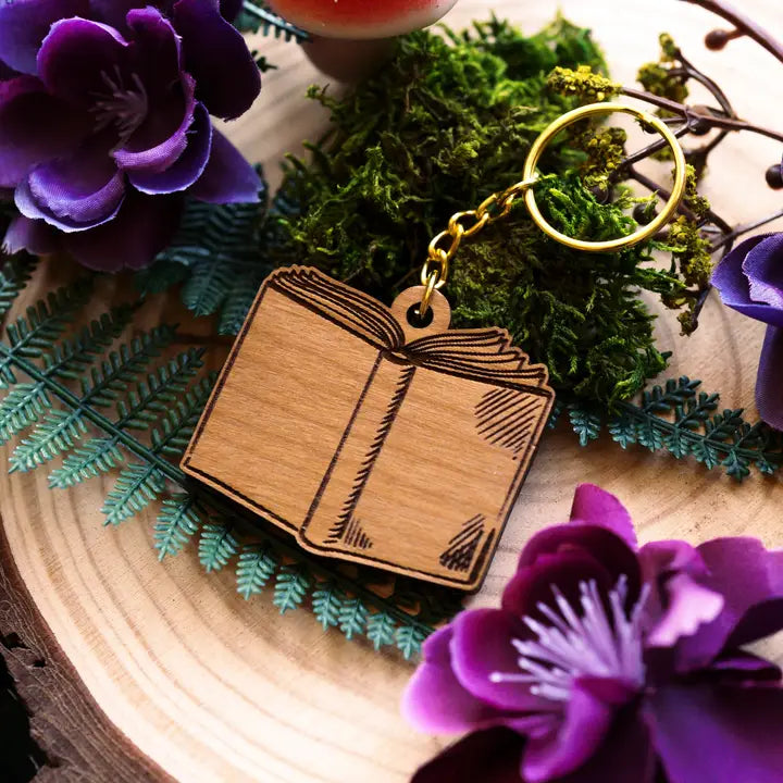 The Enchanted Tome - Wooden Keychain