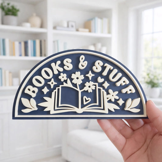 Books & Stuff Bookshelf Sign