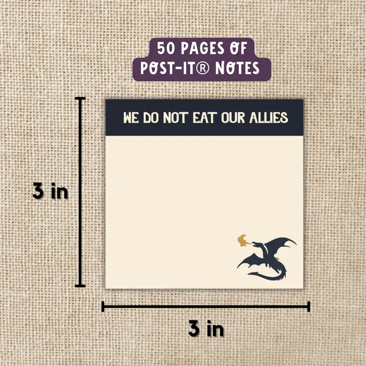 We Do Not Eat Our Allies Sticky Notes – Licensed Fourth Wing Stationery